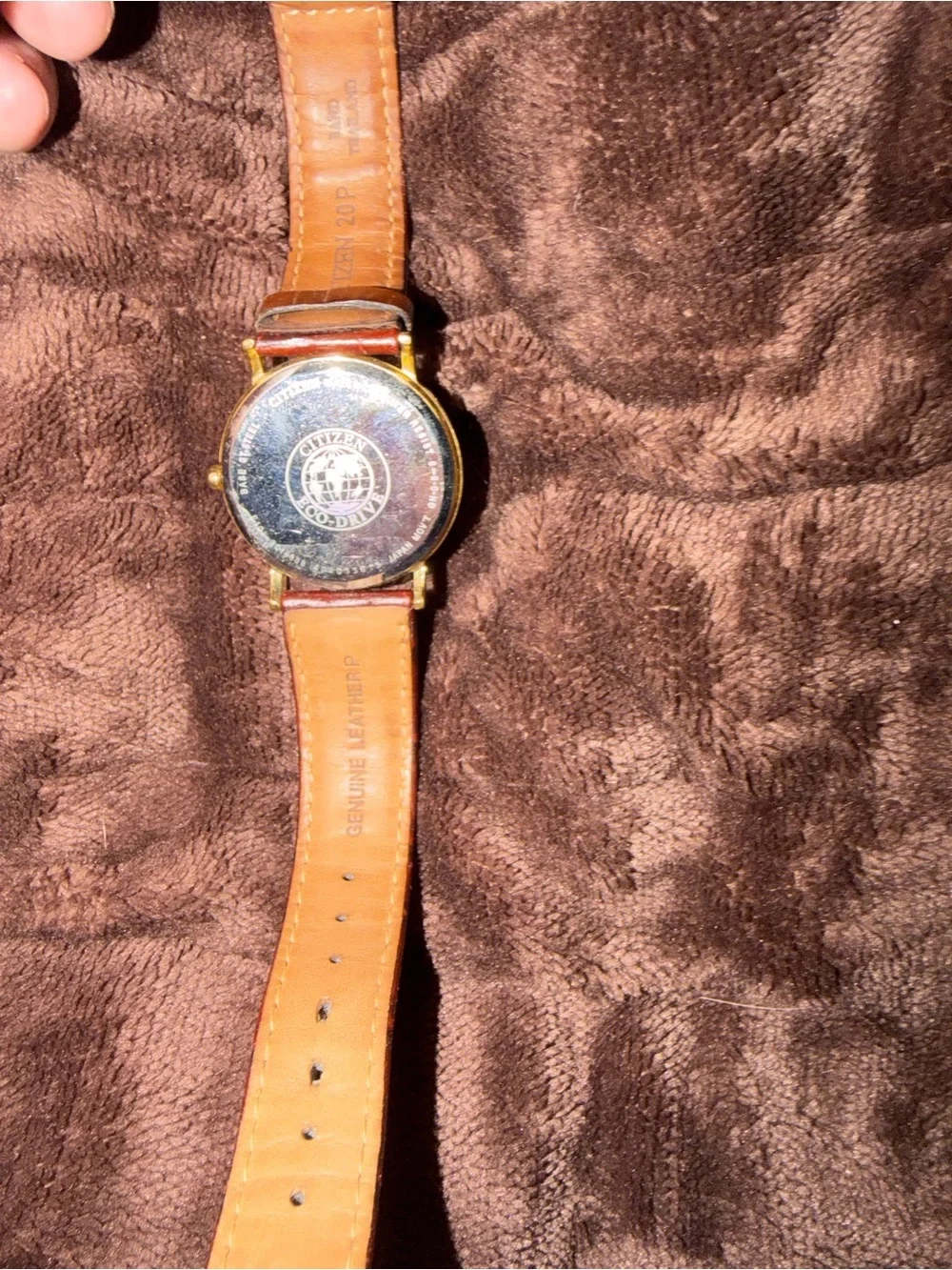 Citizen Men's Black Dial Watch with Brown Leather Strap and Gold Case